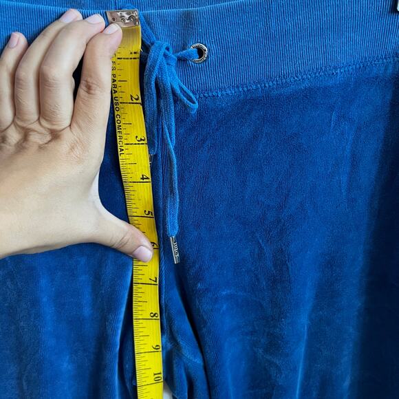 JUICY COUTURE Blue Velour Jogger Flare Pants Track Women Large Y2K 2000s - Picture 8 of 9